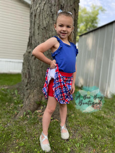 Patriotic Plaid Skirted Shorts