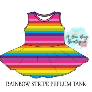 Rainbow Stripe Tank Peplum