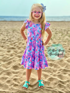 Pastel Sea Shells Tiered Dress