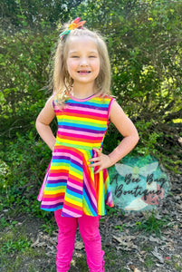 Rainbow Stripe Tank Peplum