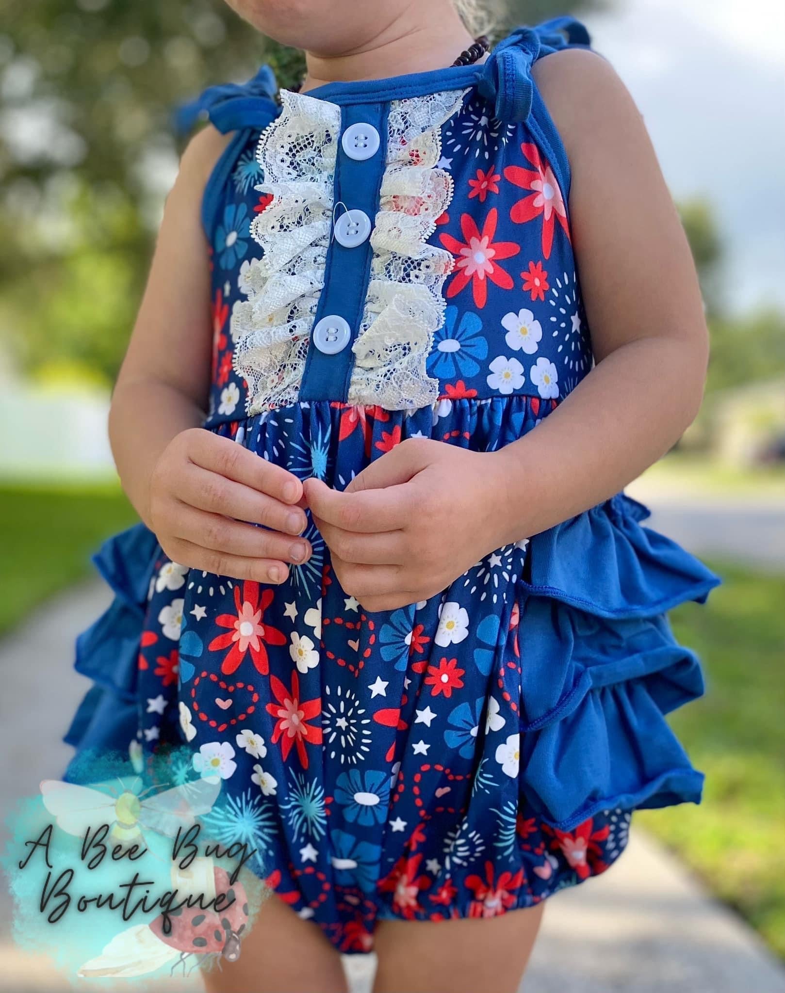 Floral Fireworks Bubble Romper