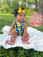 Load image into Gallery viewer, Lovely Lemon Ruffle Romper
