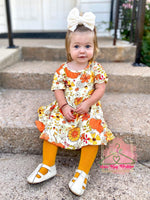 Load image into Gallery viewer, Pumpkin Floral Twirl Dress
