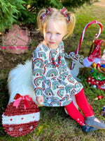 Load image into Gallery viewer, Holiday Rainbow Twirl Dress
