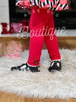 Load image into Gallery viewer, Red Button &amp; Lace Leggings
