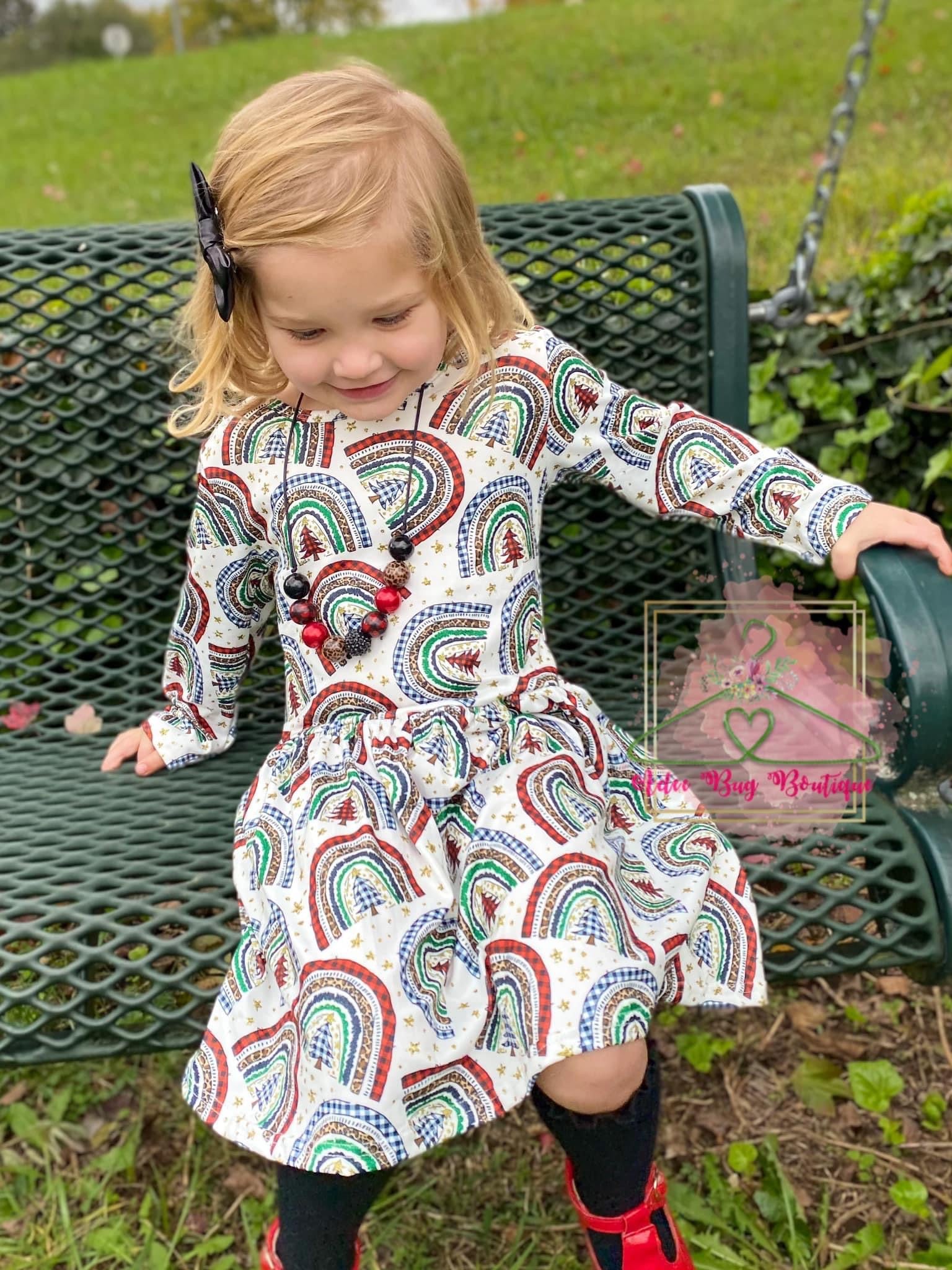 Holiday Rainbow Twirl Dress