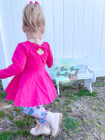 Load image into Gallery viewer, Hot Pink Bow Back Peplum
