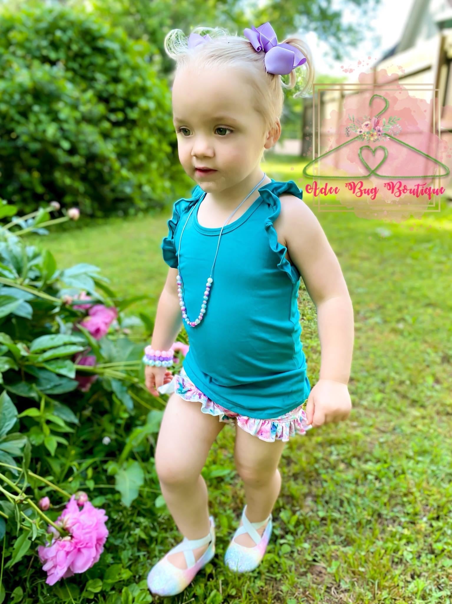 Teal Ruffle Tank