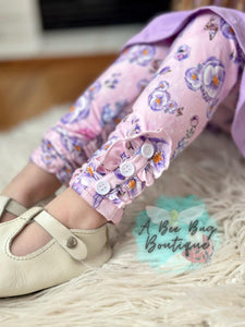 Floral Mouse Button Leggings