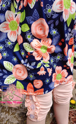 Load image into Gallery viewer, Navy &amp; Peach Floral Pearl
