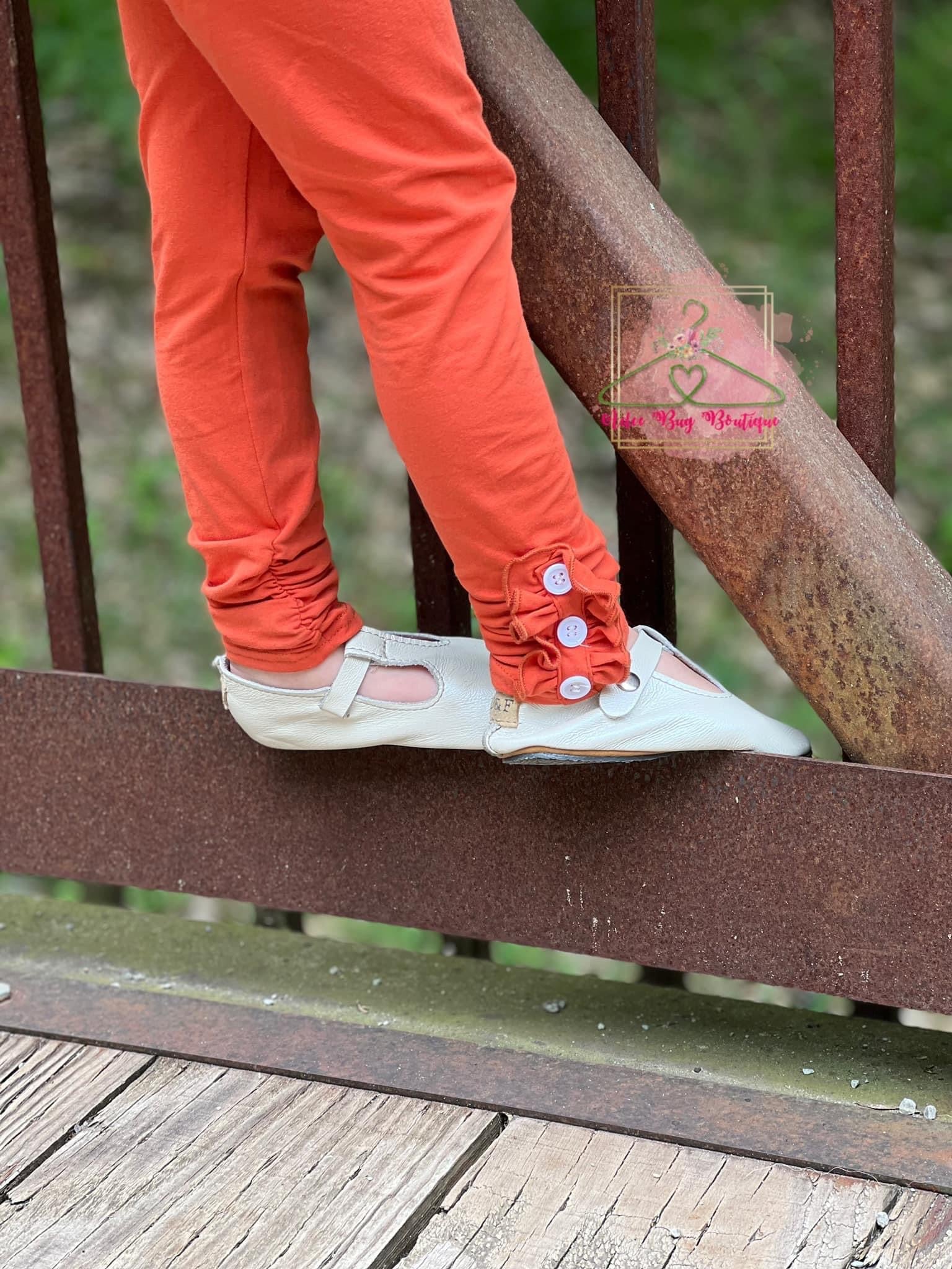 Pumpkin Orange Button Leggings