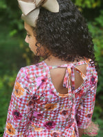 Load image into Gallery viewer, Gingham Floral Tie Back Peplum
