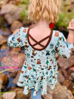 Load image into Gallery viewer, Forest Critters Cross-Back Peplum
