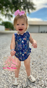 Load image into Gallery viewer, Deep Blue Sea Bubble Romper
