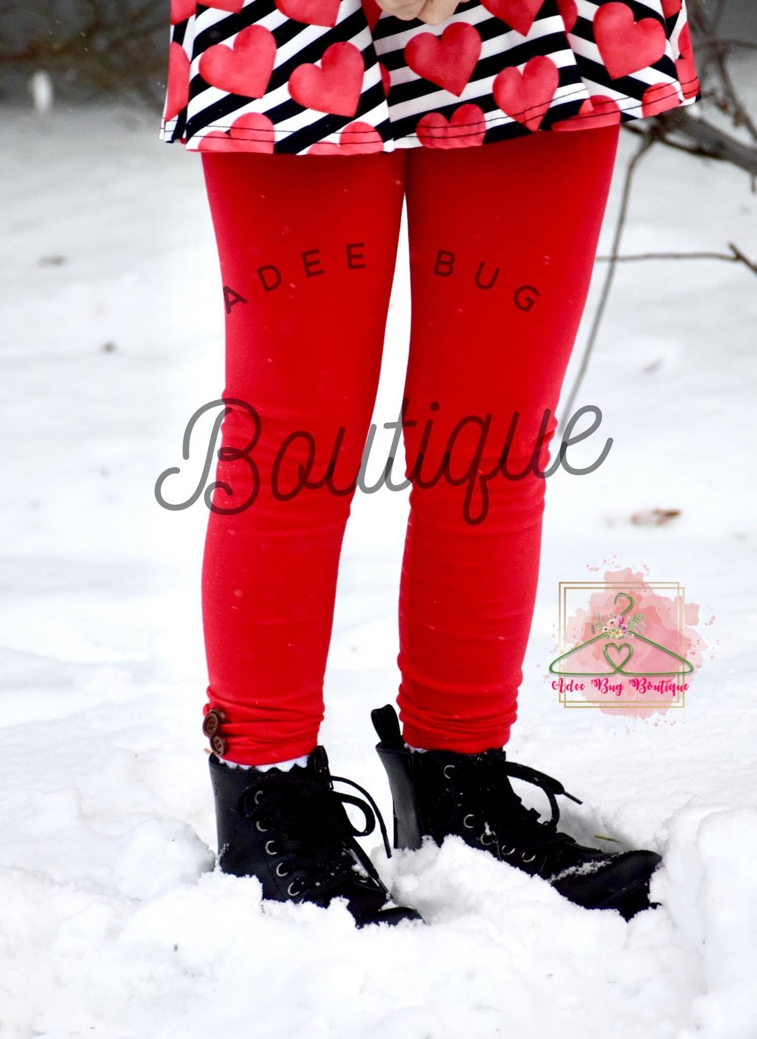 Red Button & Lace Leggings