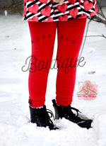 Load image into Gallery viewer, Red Button &amp; Lace Leggings
