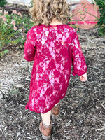 Load image into Gallery viewer, Magenta Lace Kimono
