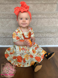 Pumpkin Floral Twirl Dress