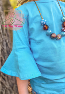 Turquoise Bell Sleeve Top