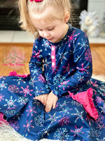 Load image into Gallery viewer, Sparkling Snowflakes Twirl Dress
