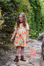 Load image into Gallery viewer, Pumpkin Floral Twirl Dress
