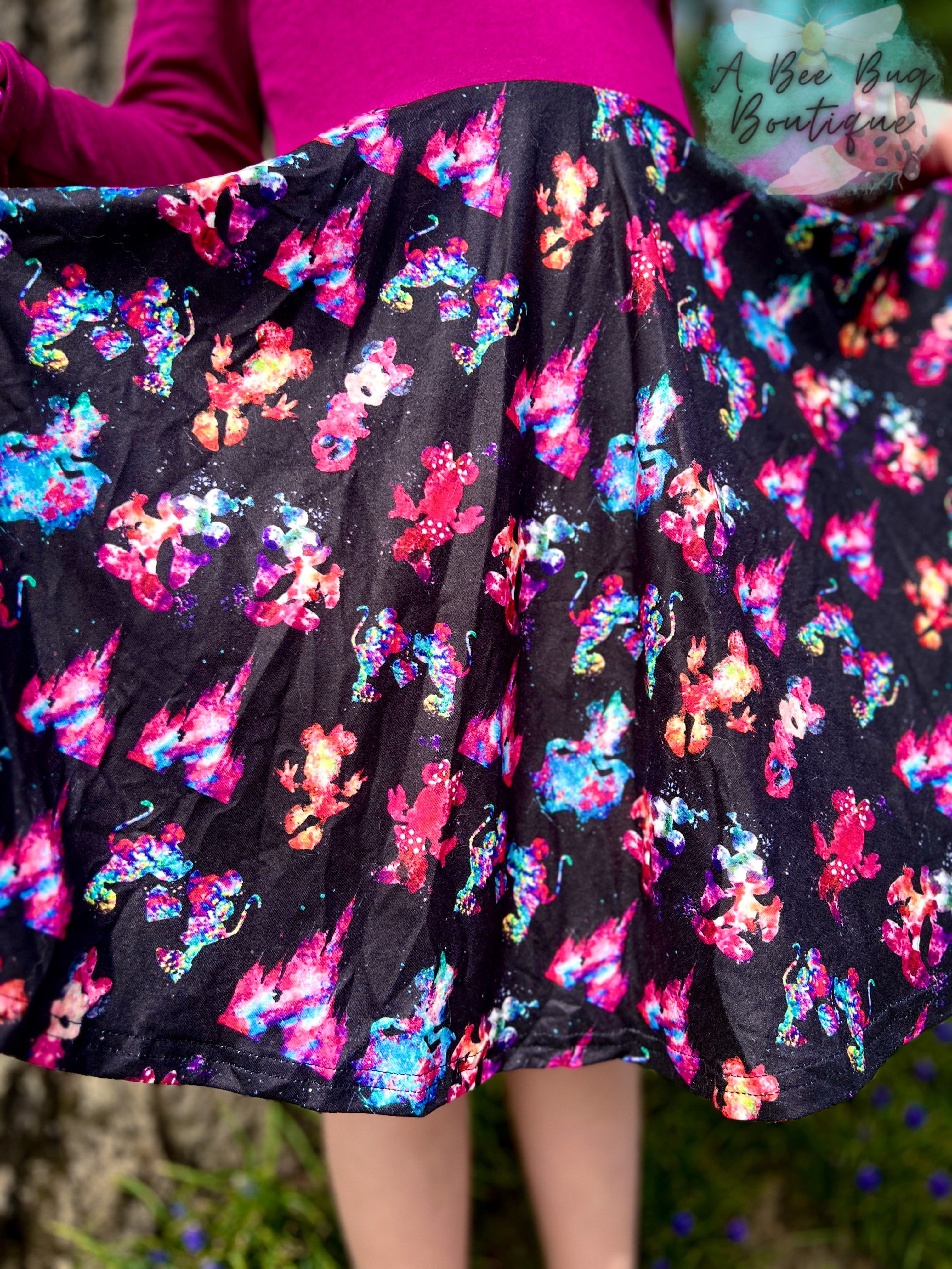 Watercolor Mouse Twirl Dress
