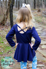 Load image into Gallery viewer, Navy Blue Crossback Peplum
