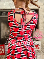 Load image into Gallery viewer, Valentine’s Stripes Tie Back Peplum
